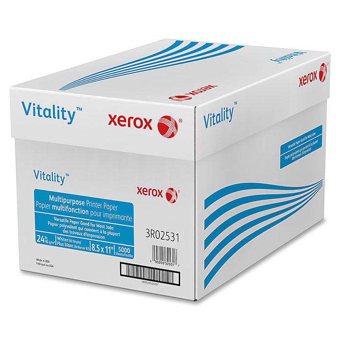 Xerox Vitality Multipurpose Paper, 8.5" x 11", 24 lbs., 92 Brightness, 500 Sheets/Ream 10 Reams/Carton (3R02531)