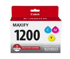 Canon Genuine PGI-1200 Cyan, Magenta & Yellow 3 Ink Tank Value Pack (9232B005)
