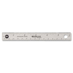 Westcott Stainless Steel Office Ruler, 6", Non-Slip Cork Base, Standard/Metric