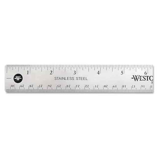 Westcott Stainless Steel Office Ruler, 12", Non-Slip Cork Base, Standard/Metric