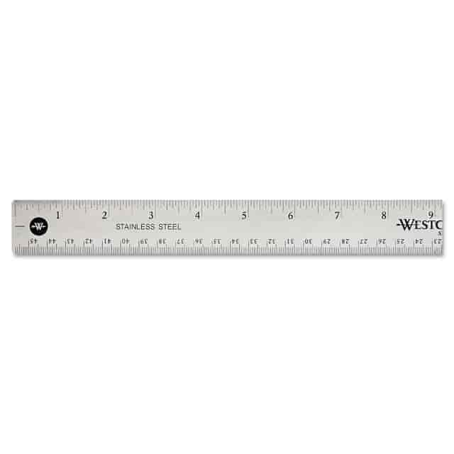 Westcott Stainless Steel Office Ruler, 18", Non-Slip Cork Base, Standard/Metric