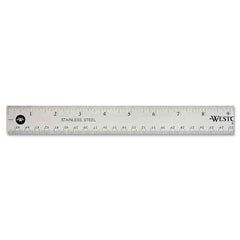 Westcott Stainless Steel Office Ruler, 18", Non-Slip Cork Base, Standard/Metric