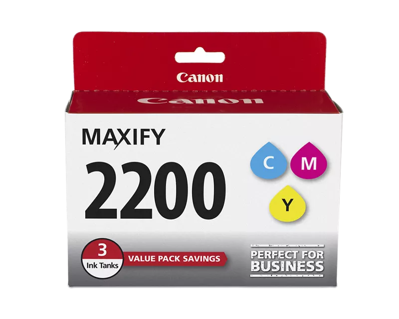 Canon Genuine PGI-2200 Cyan, Magenta & Yellow 3 Ink Tank Value Pack (9304B005)