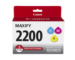 Canon Genuine PGI-2200 Cyan, Magenta & Yellow 3 Ink Tank Value Pack (9304B005)