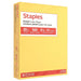 Box of Staples pastel copy paper with yellow and red design