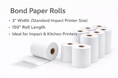 Bond Paper POS Roll, 3" x 150', White, 50 Rolls/Case (B300-150)