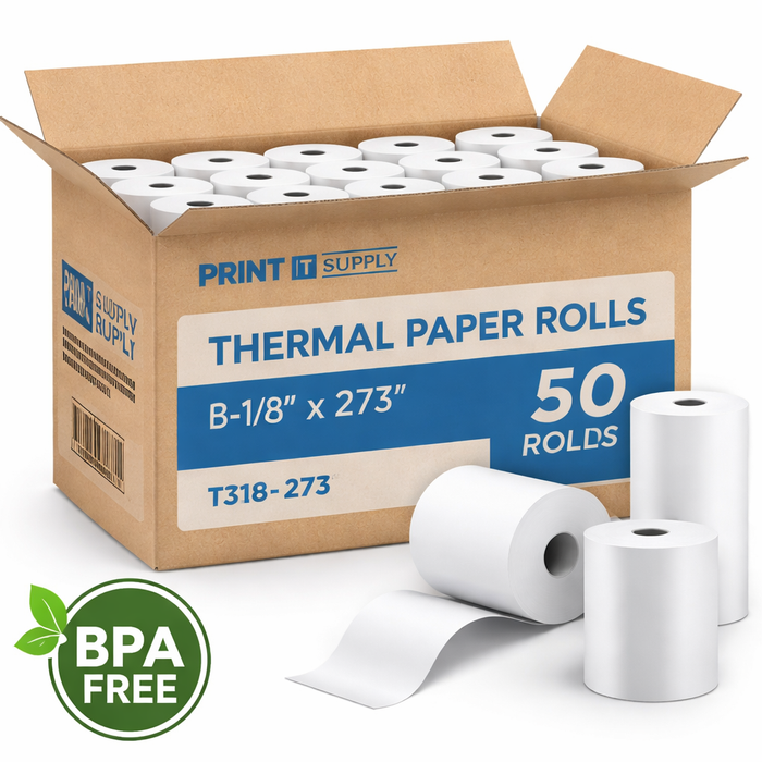 Print It Supply Thermal Paper Roll, 3-1/8” x 220’, BPA-Free, POS Receipt Paper, 50 Rolls/Carton (T318-220)