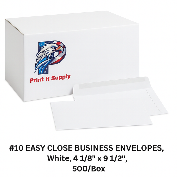 Print It EasyClose #10 Business Envelopes, 4 1/8" x 9 1/2", White, 500/Box
