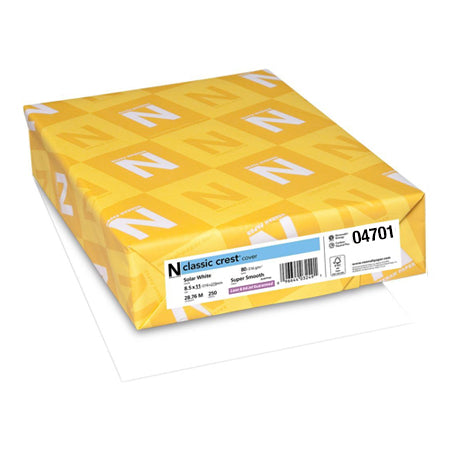 Classic Crest Cover Paper, 80 lb., 8.5" x 11", Solar White, 97 Brightness, Smooth, 250 Sheets/Ream (04701)