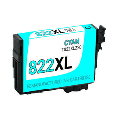 Epson Compatible 822XL Cyan Ink Cartridge, 1,100 Page Yield (T822XL220S)