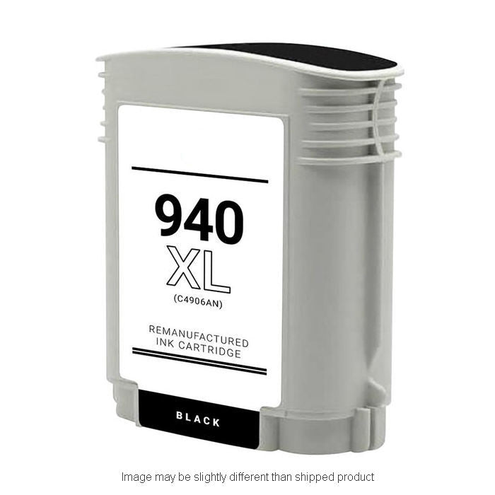 HP Remanufactured 940XL Black High Yield Ink Cartridge, 2,200 Page Yield (C4906AN)