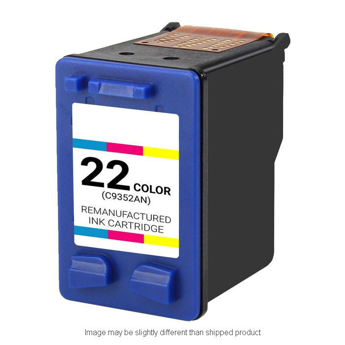 HP Remanufactured HP 22 Tri-Color Ink Cartridge, 165 Page Yield (C9352AN)