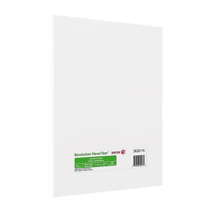 Xerox, Revolution NeverTear Synthetic Paper, 12" x 18", Matte White, 100 Sheets/Ream, (3R20183)