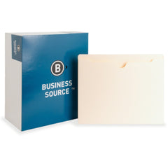 Business Source File Pocket, Letter Size, Straight Cut Tab, 1" Expansion, Recycled Manila 50/box (65797)