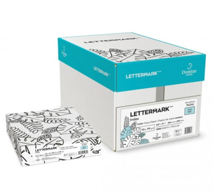 Domtar Lettermark Blue Vellum Bristol Cardstock, 11" x 17", 67 lb, 250 Sheets/Pack (94333)