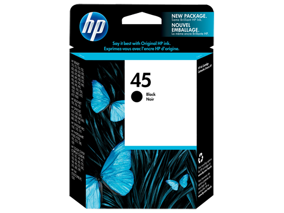HP 45 Black Original Ink Cartridge, 51645A#140