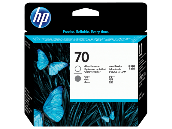 HP 70 Gloss Enhancer and Gray DesignJet Printhead, C9410A