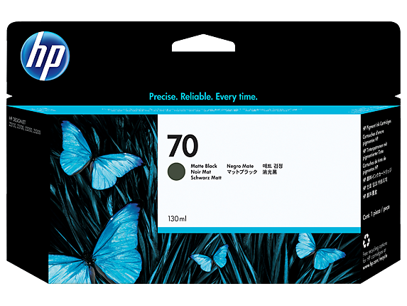HP 70 130-ml Matte Black DesignJet Ink Cartridge, C9448A