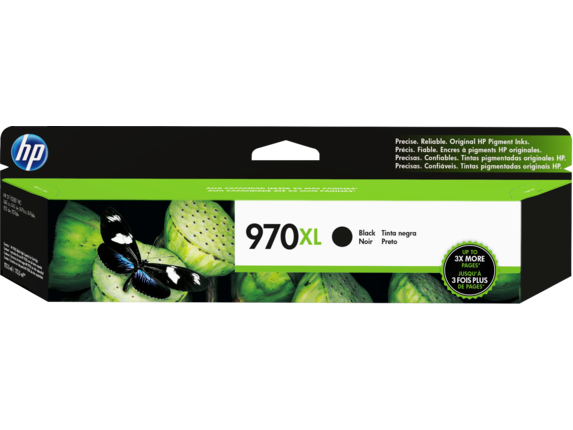 HP 970XL High Yield Black Original Ink Cartridge, CN625AM