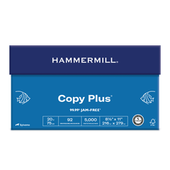 HAMMERMILL Copy Plus, 8.5” x 11”, 20 LB, White, 500 Sheets / Ream, 10 Reams / Carton (HAM105007)