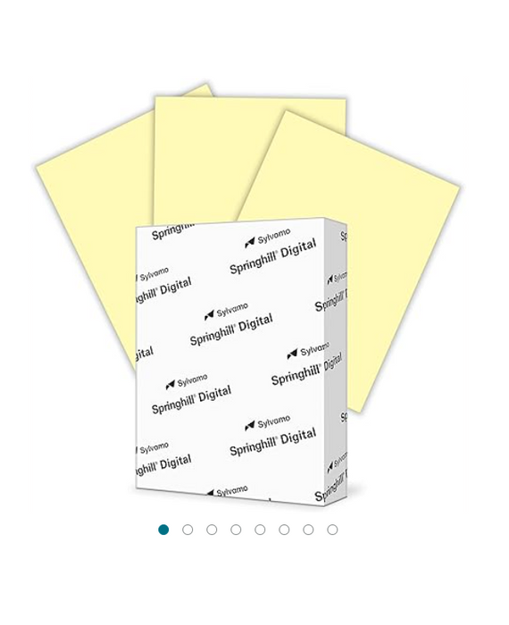 Springhill Digital Index Colors, 8.5" x 11" Carton Copy Paper, 90 lbs., Canary (CAN), 250 Sheets/Ream (#35100)