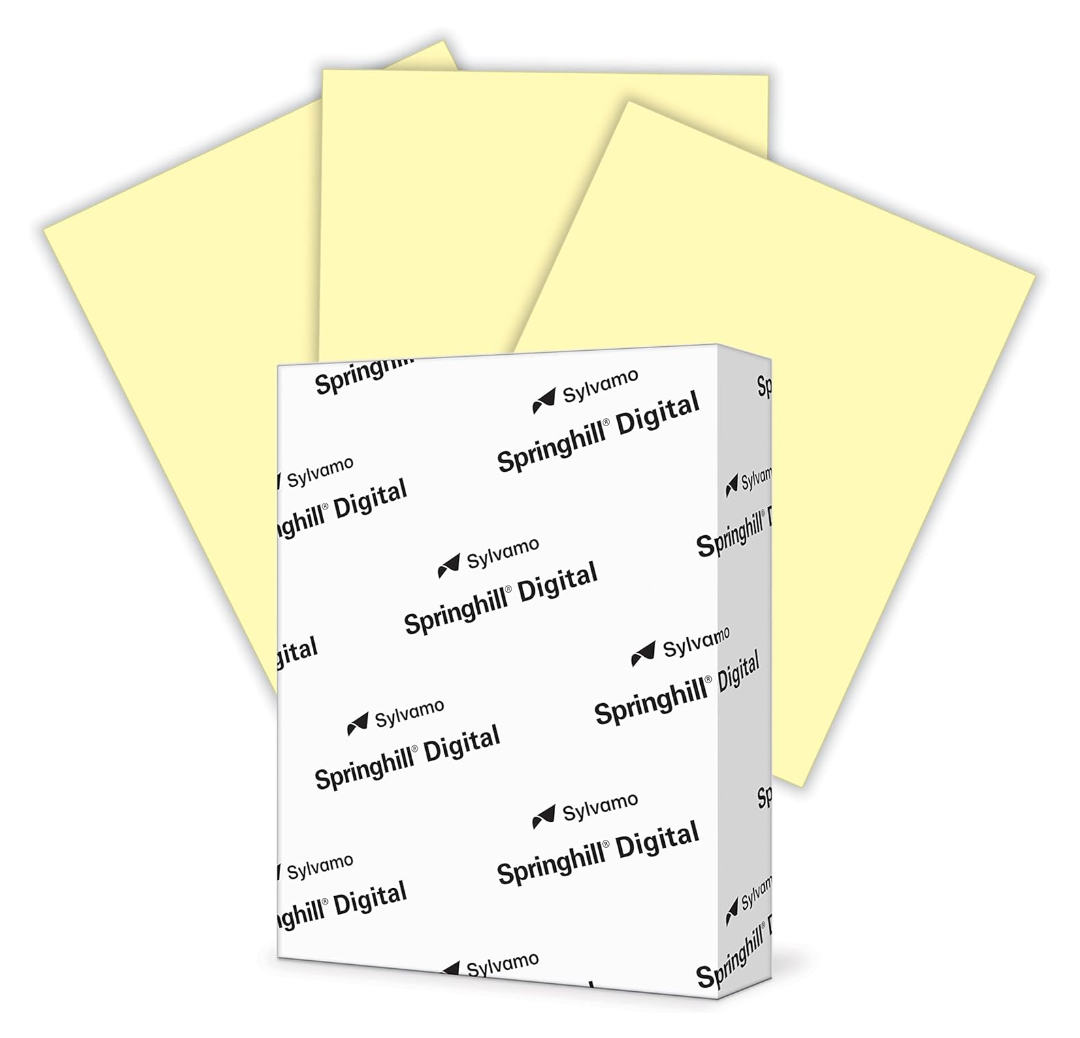Springhill Digital Vellum Bristol Cover Colors, 8.5" x 11" Copy Paper, 67 lbs., Canary, 250 Sheets/Ream (036000)