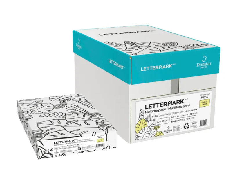 Domtar Lettermark Canary Multipurpose Paper, 11" x 17", 20 lb, 500 Sheets/Ream (94293)