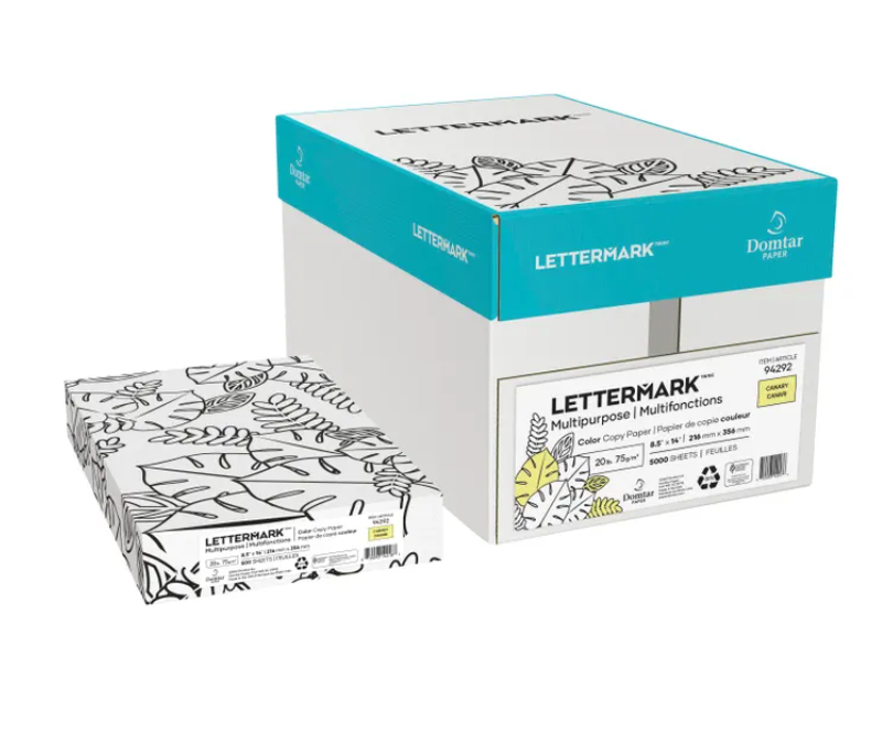 Lettermark® Colors Multipurpose 8.5" x 14" Color Copy Paper, 20 lbs., Canary-Smooth, 500 Sheets/Ream(94292)