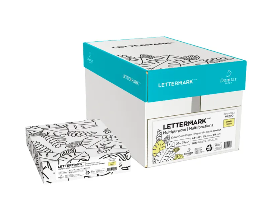 Lettermark Colors Vellum Bristol 8.5" x 11" Color Copy Paper, 67 lbs., Canary-Vellum, 250 Sheets/Ream (94342)