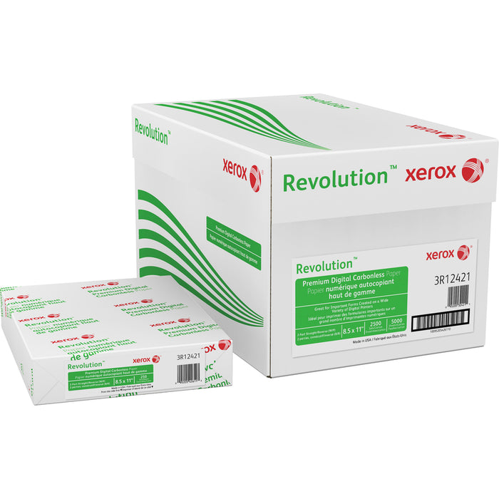Xerox, Revolution Carbonless Premium Digital, 8.5" x 11", 2-Part (W-P), 2,500 Sets/Carton, (3R12421)