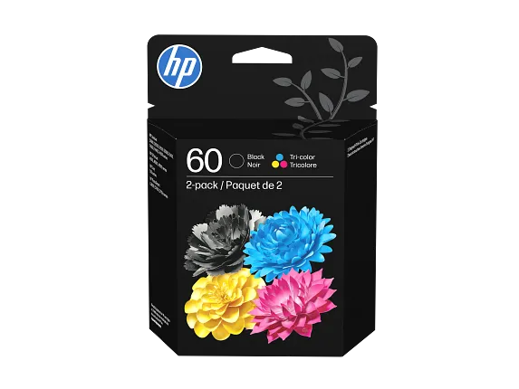 HP 60 2-pack Black/Tri-color Original Ink Cartridges, N9H63FN#140