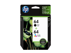 HP 64 2-pack Black/Tri-color Original Ink Cartridges, X4D92AN#140