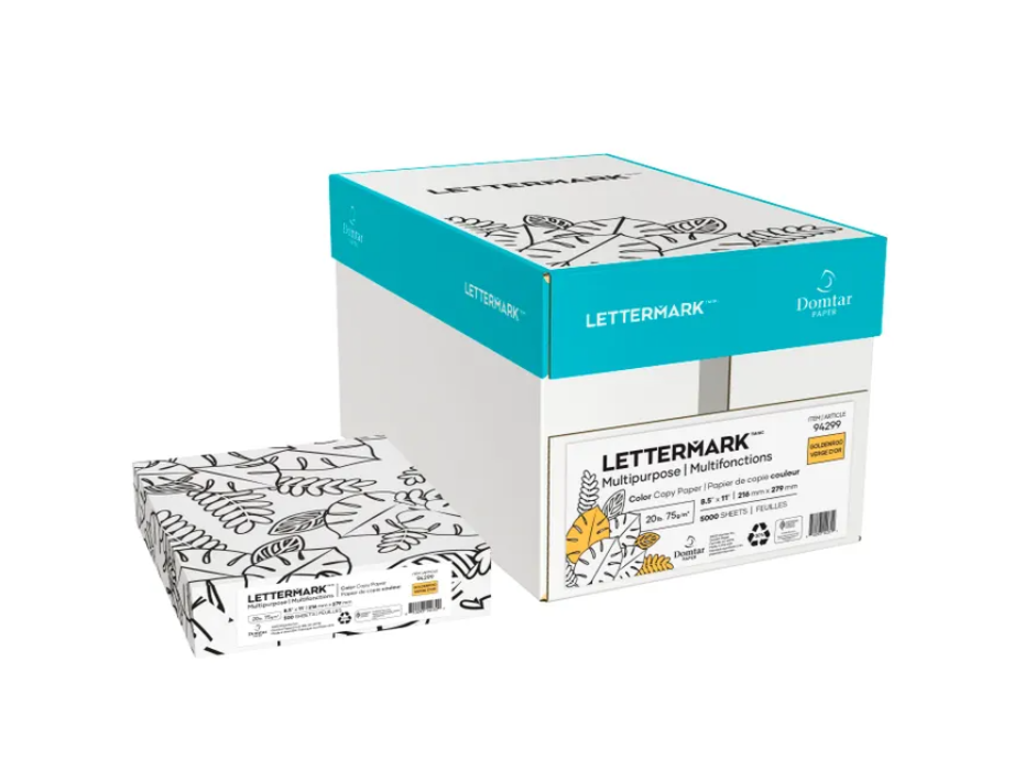 Lettermark Colors Vellum Bristol 8.5" x 11" Color Copy Paper, 67 lbs., Goldenrod-Vellum, 250 Sheets/Ream (94348)