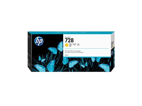 HP 728 300-ml Yellow DesignJet Ink Cartridge, F9K15A