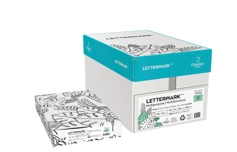 Lettermark® Colors Multipurpose 8.5" x 11" Color Copy Paper, 20 lbs., Green-Smooth, 500 Sheets/Ream (94304)