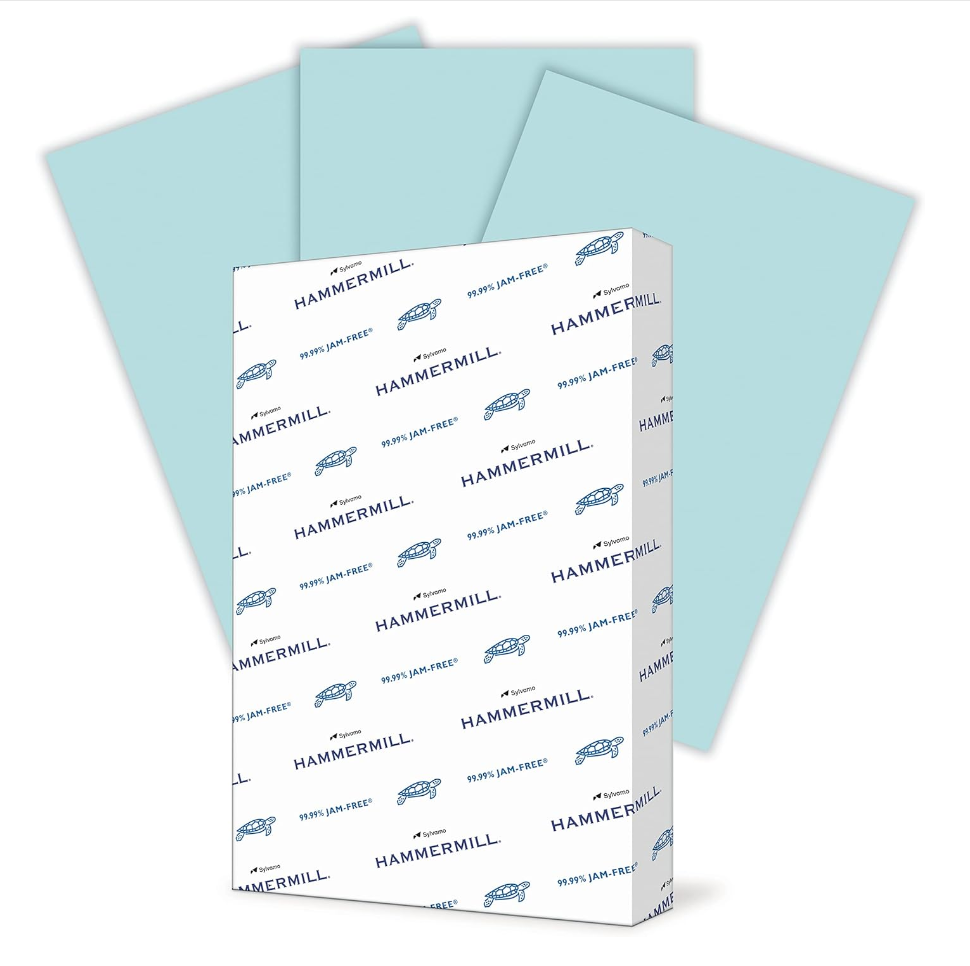 Hammermill Colors 8.5" x 14" Color Copy Paper, 20 lbs. Blue, 500 Sheets/Ream (103317)
