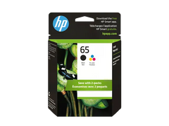 HP 65 2-pack Black/Tri-color Original Ink Cartridges, T0A36AN#140