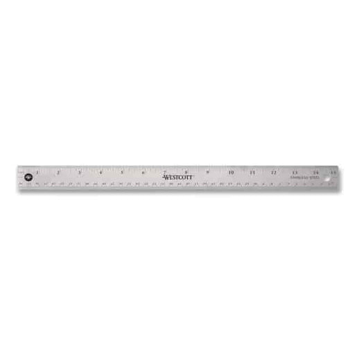 Westcott Stainless Steel Office Ruler, 15", Non-Slip Cork Base, Standard/Metric