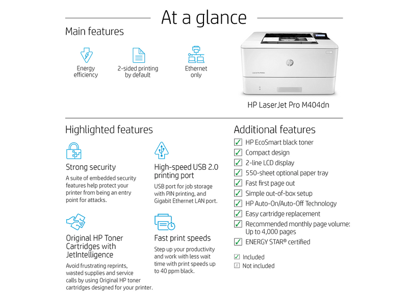 HP LaserJet Pro M404dn Monochrome Laser Printer - view 4