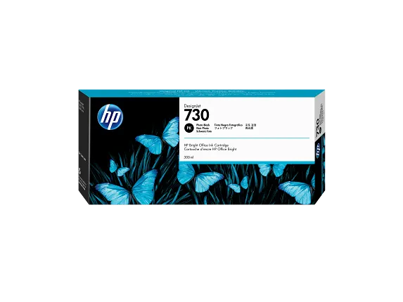 HP 730 300-ml Photo Black DesignJet Ink Cartridge, P2V73A