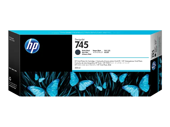 HP 745 300-ml DesignJet Matte Black Ink Cartridge, F9K05A