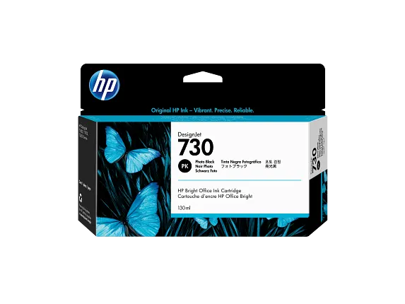 HP 730 130-ml Photo Black DesignJet Ink Cartridge, P2V67A