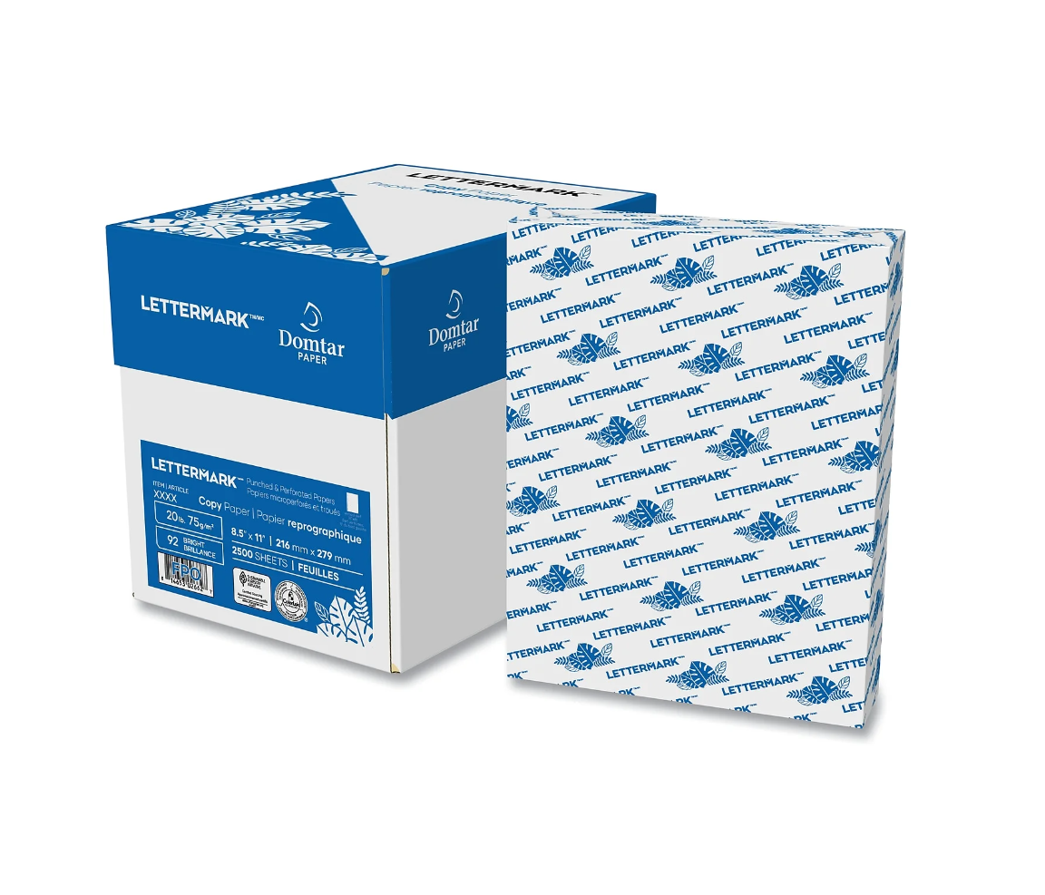 Domtar Lettermark BriteWhite Vellum Bristol Cardstock, 11" x 17", 67 lb, 250 Sheets/Pack (94339)