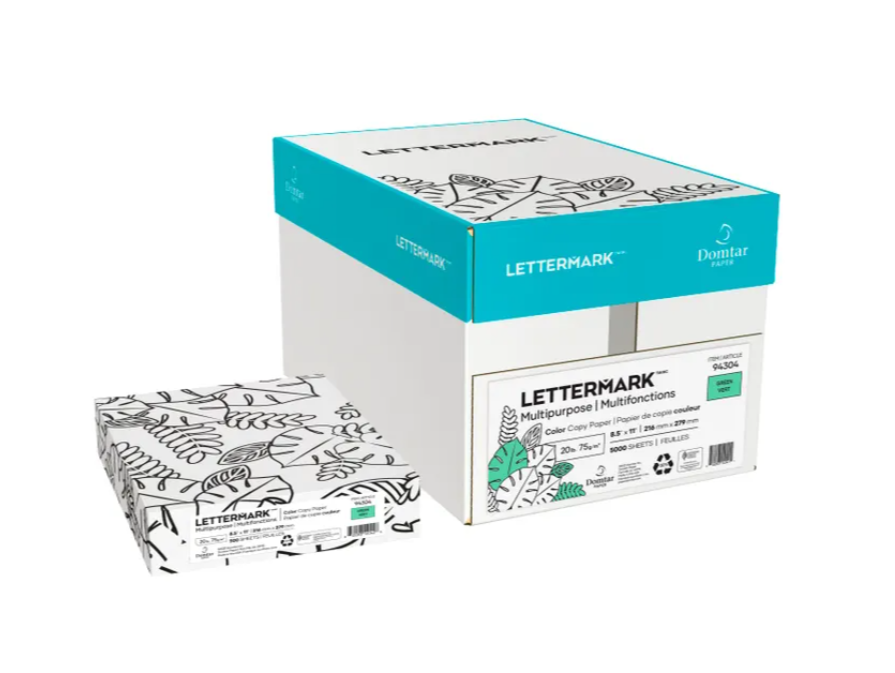 Lettermark Colors Vellum Bristol 8.5" x 11" Color Copy Paper, 67 lbs., Green, 250 Sheets/Ream (94355)