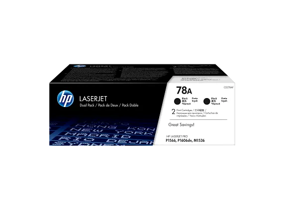 HP 78A 2-pack Black Original LaserJet Toner Cartridges, CE278AD