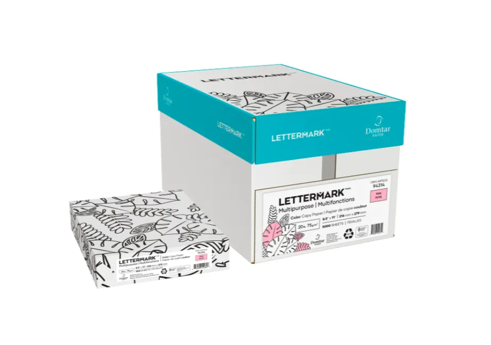 Domtar Lettermark Pink Vellum Bristol Cardstock, 11" x 17", 67 lb, 250 Sheets/Pack (94362)