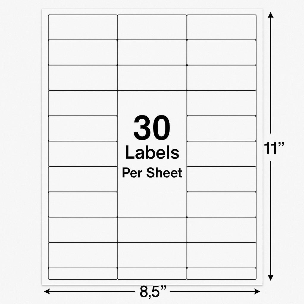 30 Per Sheet Labels Avery 5160 Compatible 7,500 Labels — Print It