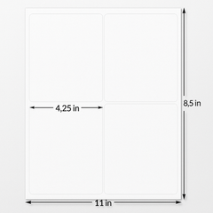 Print It 4 Per Sheet White Labels – 4.25" x 5.5" – 8.5" x 11" Sheets – Avery® 5126 & 8164 Compatible – 250 Sheets (1,000 Labels)