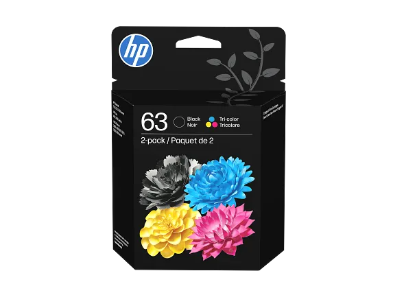 HP 63 2-pack Black/Tri-color Original Ink Cartridges, L0R46AN#140