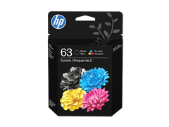 HP 63 2-pack Black/Tri-color Original Ink Cartridges, L0R46AN#140
